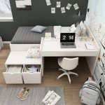 White Mid-Sleeper Bunk Bed with Desk & Storage