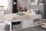 White Low Sleeper Kids Bunk Bed with Storage