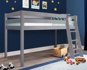 Kids' Mid Sleeper Solid Pine Bunk Bed - Grey