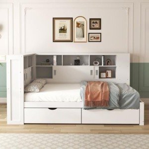 Multifunctional Bunk Bed with Trundle and Storage
