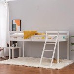 White Solid Pine Single Bunk Bed Frame