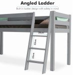 Kids Mid Sleeper Solid Pine Bunk Bed Grey