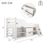 Kids Mid Sleeper Bed with Storage Drawers & Shelf