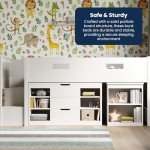 Kids Mid Sleeper Bed with Desk and Storage