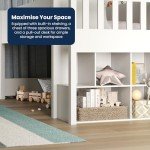 Kids Mid Sleeper Bed with Desk and Storage