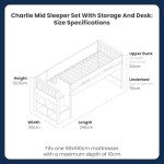Kids Mid Sleeper Bed with Desk and Storage