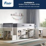 Kids Mid Sleeper Bed with Desk and Storage