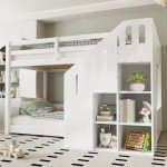 Kids' Bunk Bed with Storage and Stairs - White