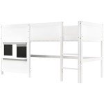 Kids' White Bunk Bed with Shelf and Anti-Graffiti