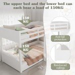 Kids' Bunk Bed with Storage and Stairs - White