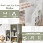 Kids' Bunk Bed with Storage and Stairs - White