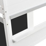 Merax White Bunk Bed with Stairs and Blackboards