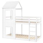 Treehouse Bunk Bed Frame for Kids - White