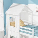 Treehouse Bunk Bed Frame for Kids - White