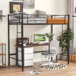 Loft Bunk Bed with Ladders and Guardrail