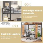 Loft Bunk Bed with Ladders and Guardrail