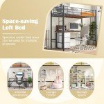 Loft Bunk Bed with Ladders and Guardrail