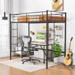 Loft Bunk Bed with Ladders and Guardrail