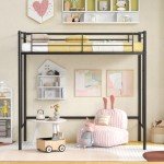 Loft Bunk Bed with Ladders and Guardrail