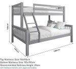 Triple Wooden Bunk Bed for Kids – Grey
