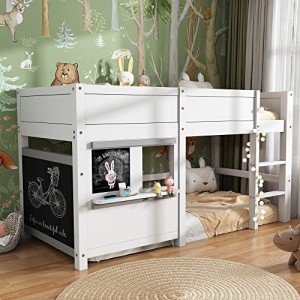 Jovify Wooden Bunk Bed with Blackboards and Shelf