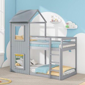 Treehouse Bunk Bed with Canopy & Ladder