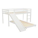 White Bunk Bed Frame with Slide & Ladder