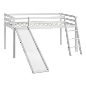 Kids Mid Sleeper Bunk Bed Frame With Slide