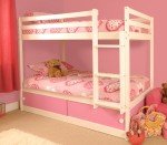 Girls White Wooden Bunk Bed with Slide & Storage