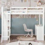 Wooden Kids Bunk Bed with Desk and Shelves
