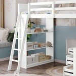 Wooden Kids Bunk Bed with Desk and Shelves