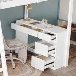 Wooden Kids Bunk Bed with Desk and Shelves