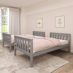 Strong Wooden Double Bunk Bed with Storage - Grey
