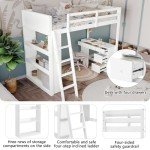 Wooden Kids Bunk Bed with Desk and Shelves