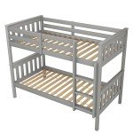 Strong Wooden Double Bunk Bed with Storage - Grey
