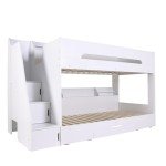 Stylish White Double Bunk Bed with Storage