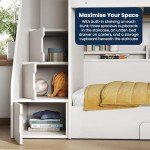 Stylish White Double Bunk Bed with Storage