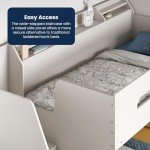 Stylish White Double Bunk Bed with Storage