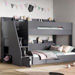 Stylish Grey Double Bunk Bed with Storage