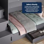 Stylish Grey Double Bunk Bed with Storage