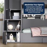 Stylish Grey Double Bunk Bed with Storage