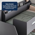 Stylish Grey Double Bunk Bed with Storage