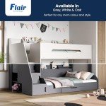 Stylish Grey Double Bunk Bed with Storage