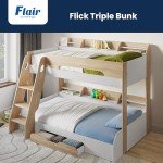Stylish Triple Bunk Bed with Storage for Kids