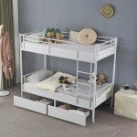 BOSTEU Twin Over Twin Bunk Bed with Drawers