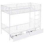 BOSTEU Twin Over Twin Bunk Bed with Drawers
