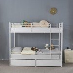 BOSTEU Twin Over Twin Bunk Bed with Drawers