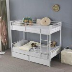 BOSTEU Twin Over Twin Bunk Bed with Drawers
