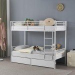 BOSTEU Twin Over Twin Bunk Bed with Drawers