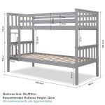 Grey Wooden Twin Over Twin Bunk Bed